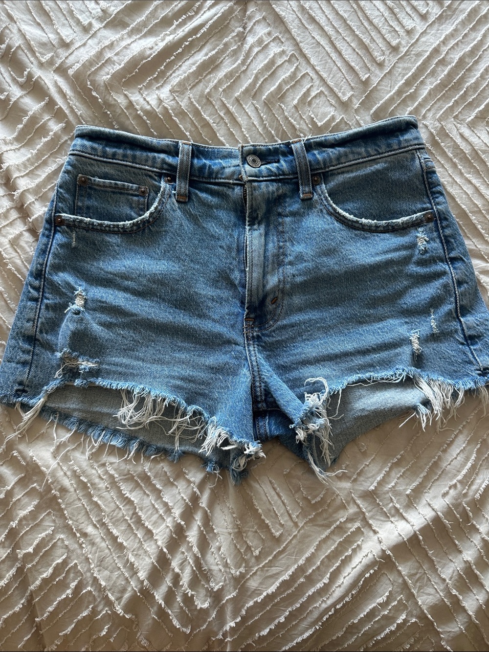 Abercrombie & Fitch Distressed Blue Denim Jean Shorts